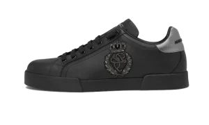 Calfskin nappa Portofino sneakers with crown patch Black