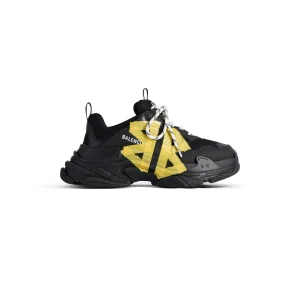 Men's Triple S Tape Type Sneaker in Black/yellow