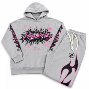 Conjunto Urban Flame Gris y Rosa – Sudadera Oversize + Jogger