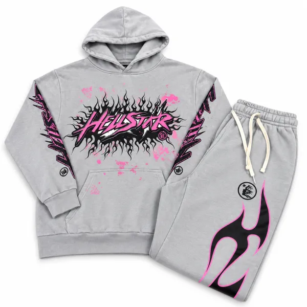 Conjunto Urban Flame Gris y Rosa – Sudadera Oversize + Jogger